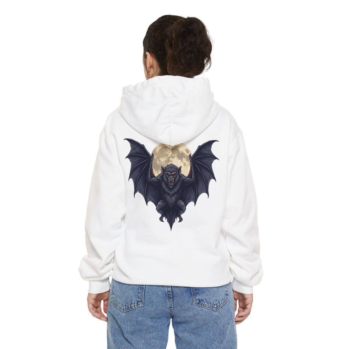 Color: White | Ahool (Javan Folklore) Garment-Dyed Hoodie