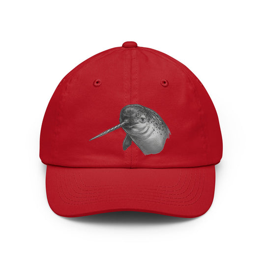 Color: Red | Pencil Sketch Art Narwhal Dad Hat — Graphic