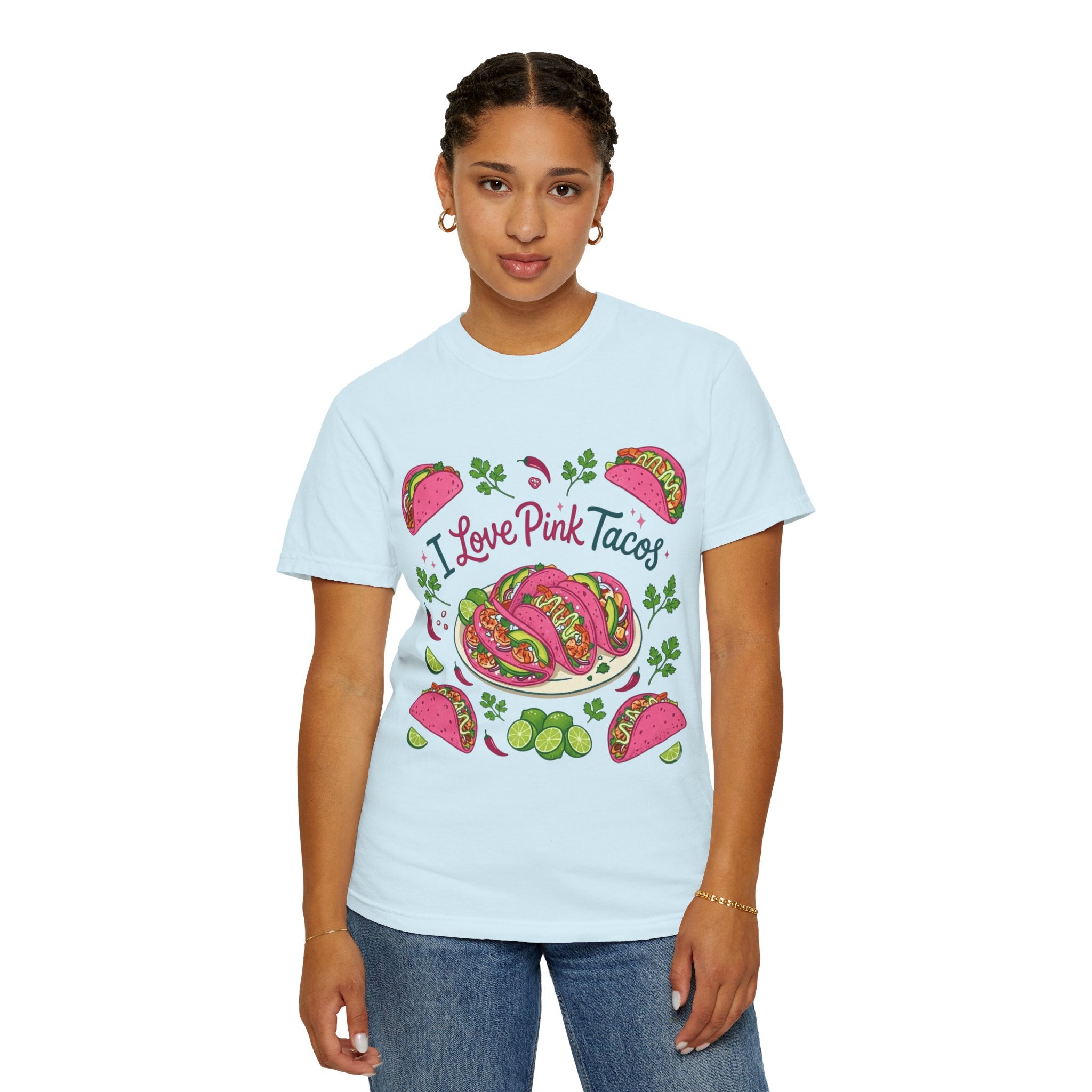 "I Love Pink Tacos" Unisex Garment-Dyed T-shirt