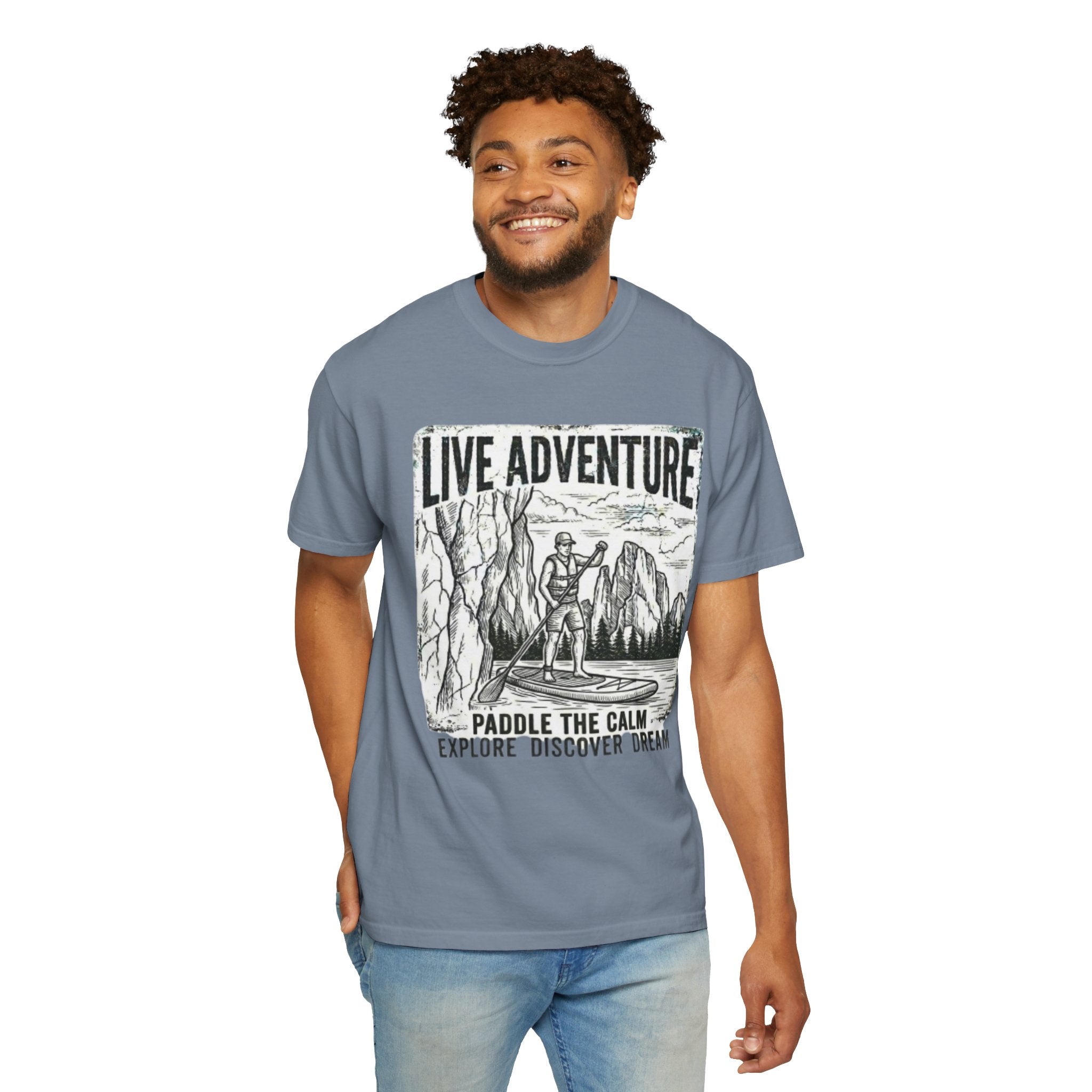 "Live Adventure - Paddle Board" Unisex Garment-Dyed Tee