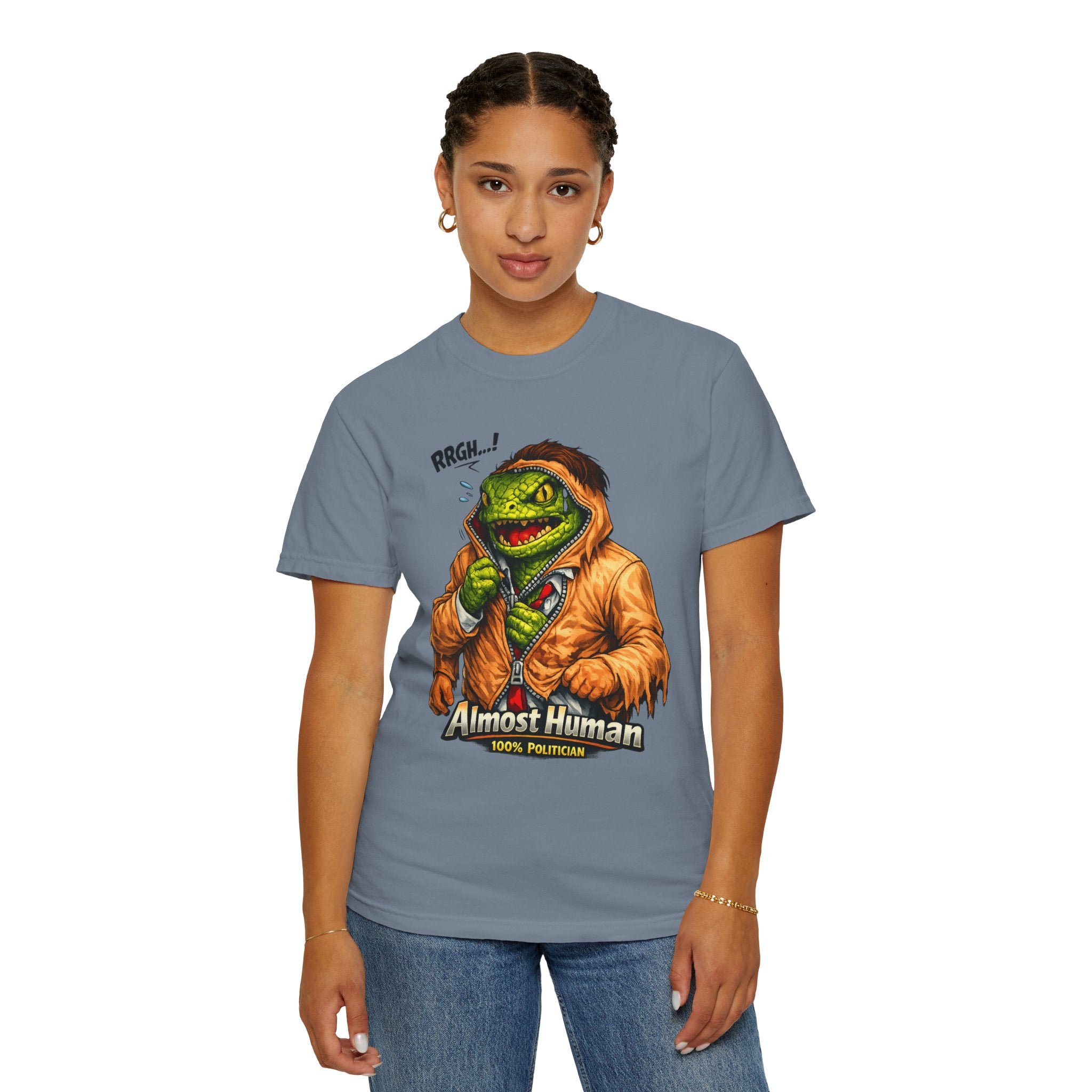 "Almost Human" Unisex Garment-Dyed T-shirt