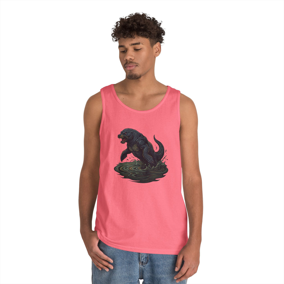 Color: Safety Pink | Bunyip (Australian Aboriginal Mythology) Tank Top