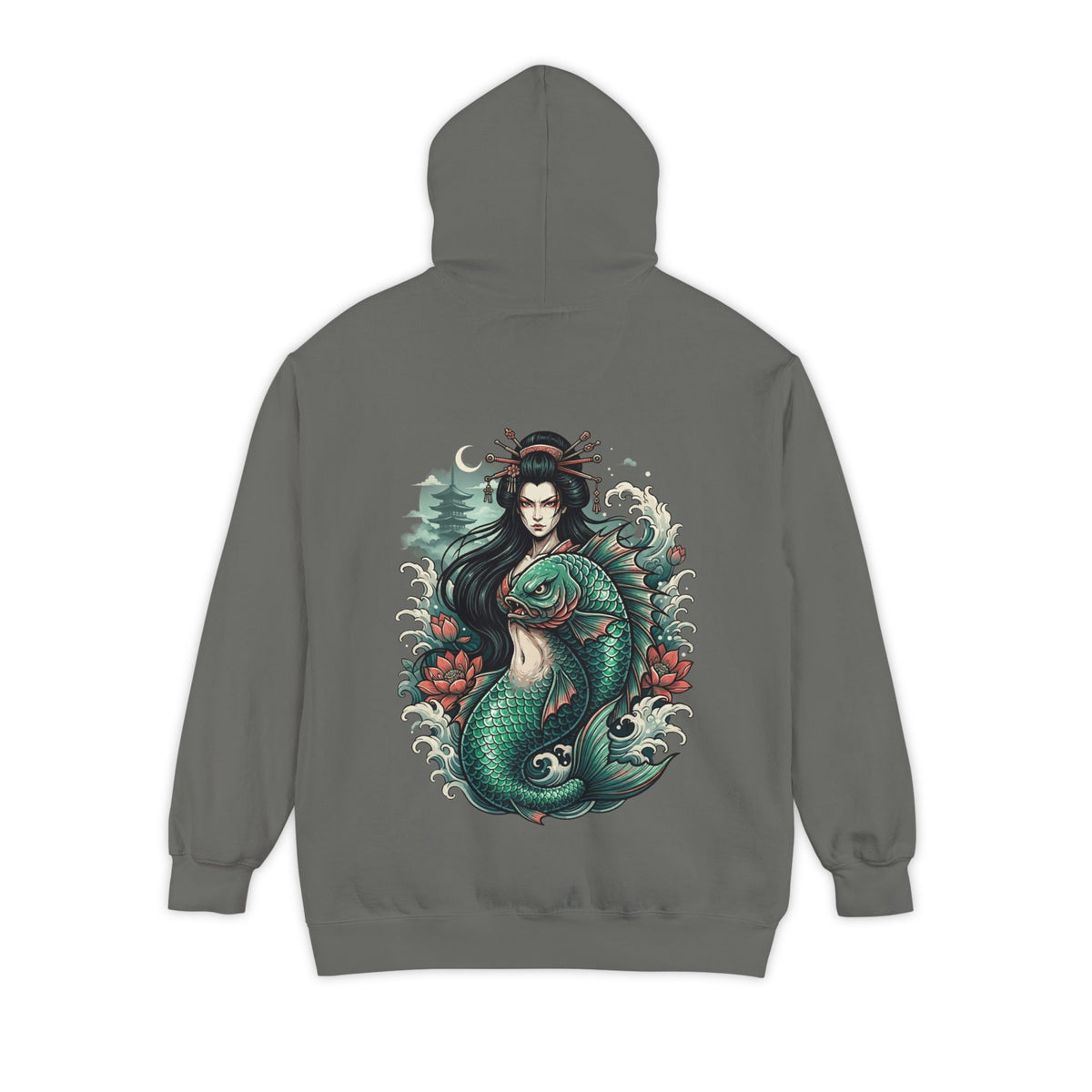 Color: Grey | Ningyo (Japanese Folklore) Garment-Dyed Hoodie