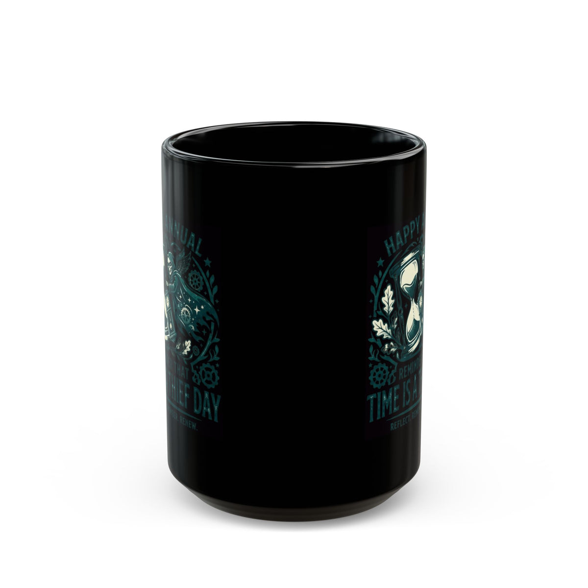"Time Is A Thief Day" Black Ceramic Mug