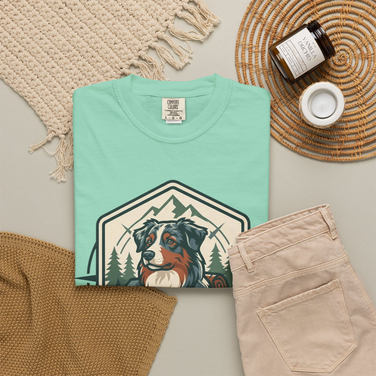 "Australian Sheperd" Unisex Garment-Dyed Tee