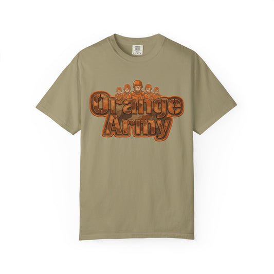 Color: Khaki | Orange Army: My Squad, My Colors | Garment-Dyed Tee — AttitudeShirts