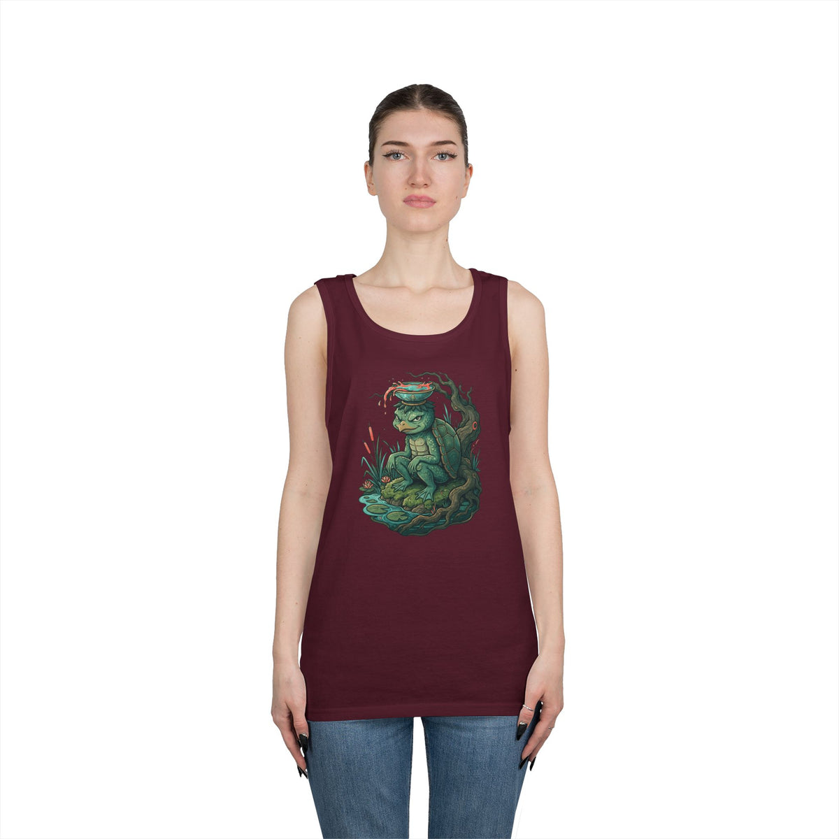 Color: Maroon | Kappa (Japanese Folklore) Tank Top