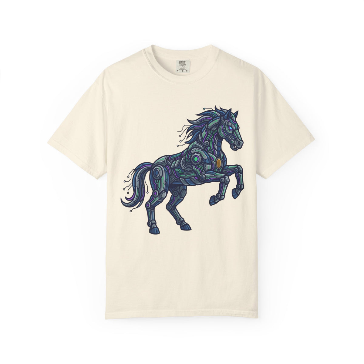 Color: Ivory | Cyber Mustang Unisex Garment-Dyed Tee