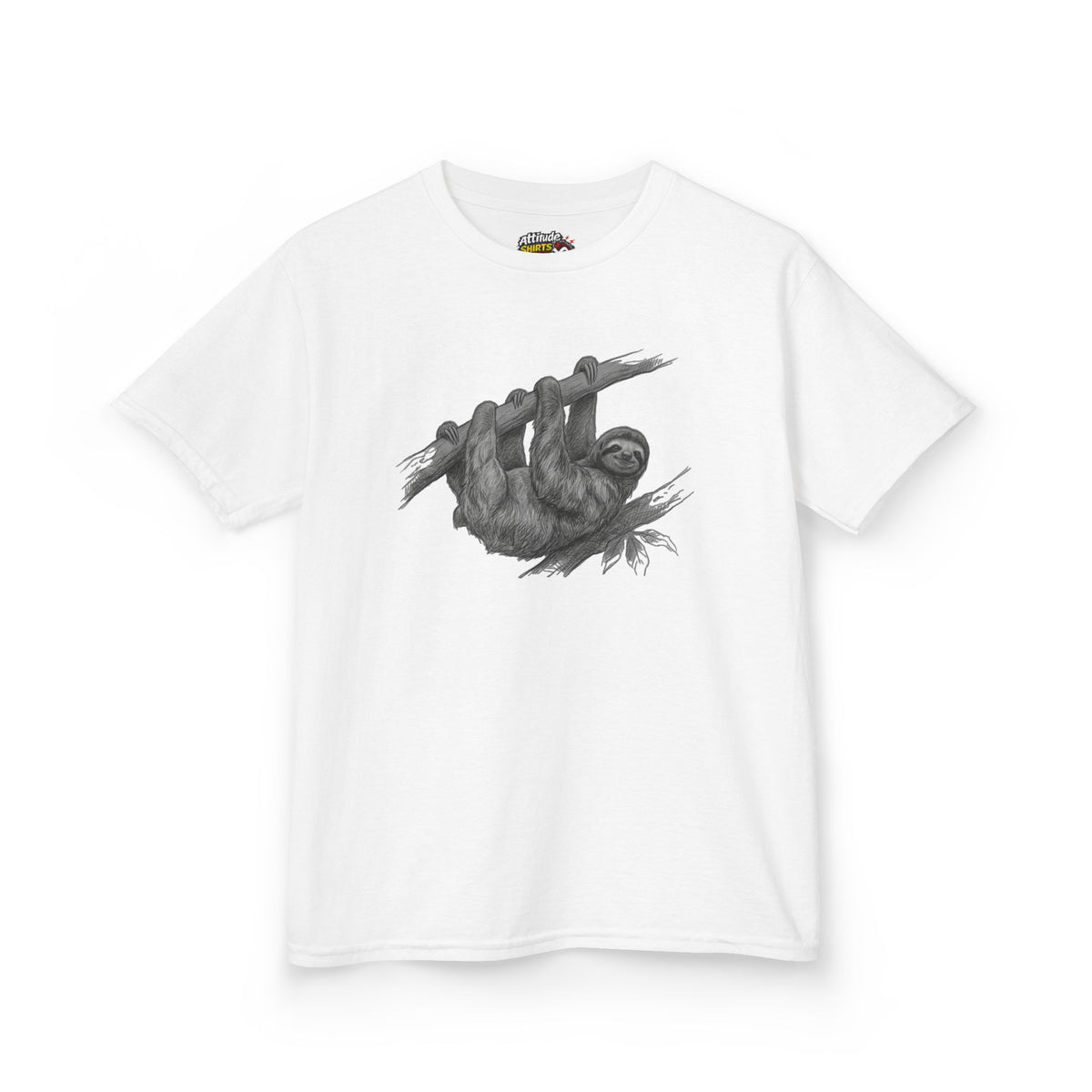 "Pencil Sketch Art Sloth" Kids Tee