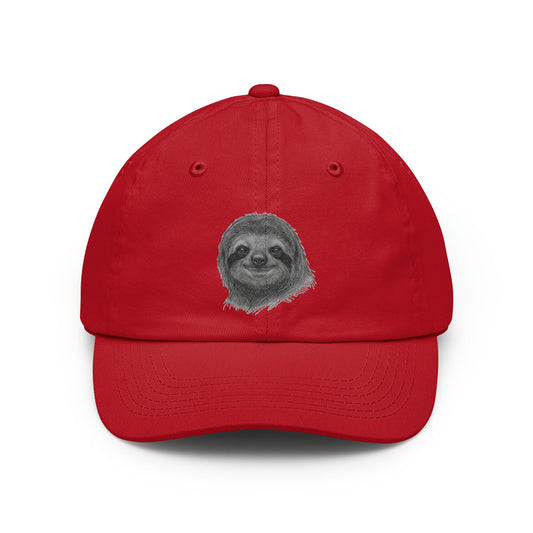 Color: Red | Pencil Sketch Art Sloth Dad Hat — Graphic