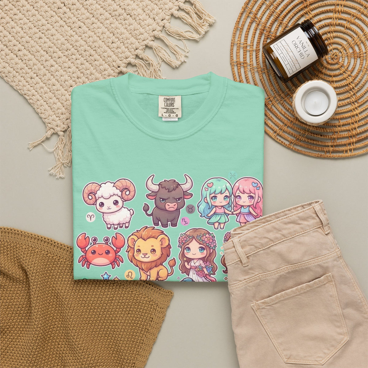 "Cute Chibi Zodiac" Unisex Garment-Dyed Tee