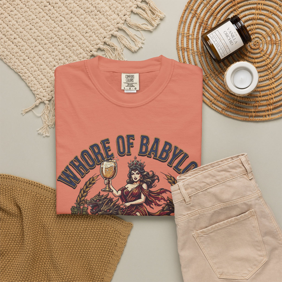 "Good Book Series Whore of Babylon" Unisex Garment-Dyed Tee