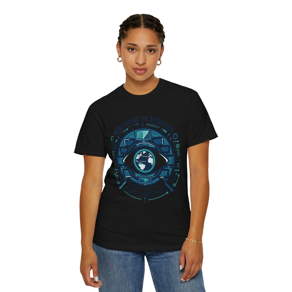 Color: Black | Monitoring the Situation Unisex Garment-Dyed Tee