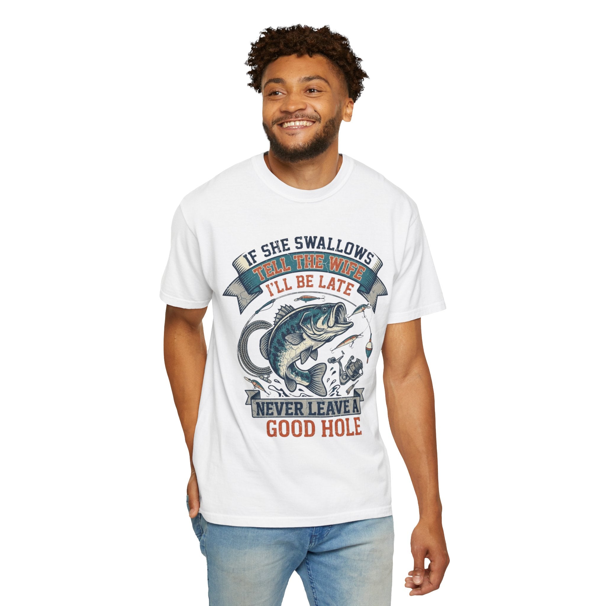 "Never Leave A Good Hole" Unisex Garment-Dyed Tee