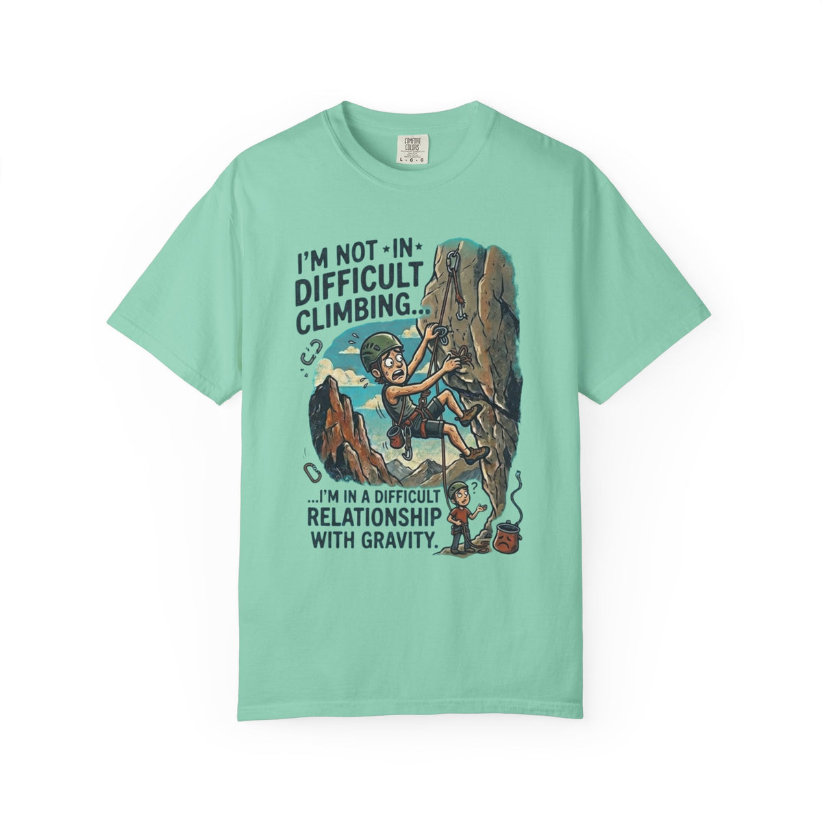 Color: Island Reef | Difficult Climbing Unisex Garment-Dyed Tee