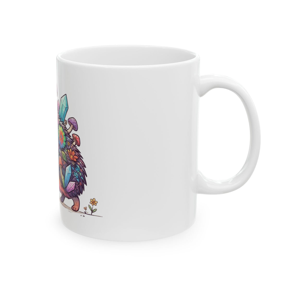 "Hippy Hedgehog" White Ceramic Mug