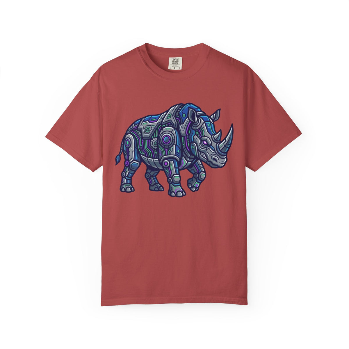 Color: Crimson | Cyber Rhino Unisex Garment-Dyed Tee