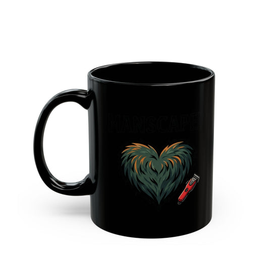 "Manscaped for the Full Moon" Black Ceramic Mug — Graphic