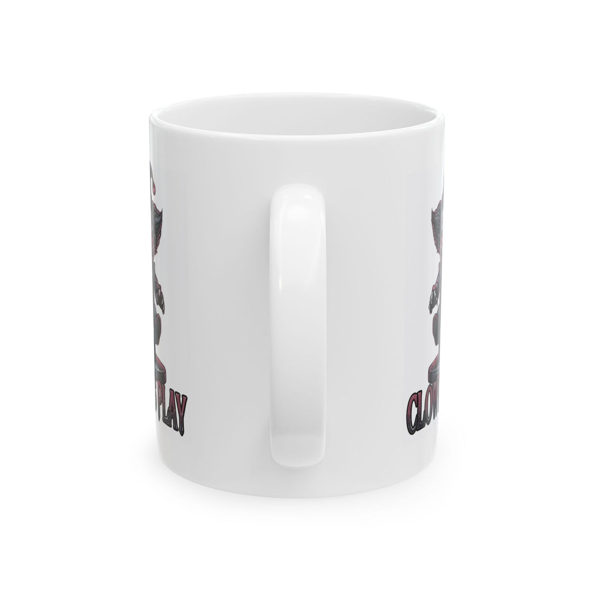 "Clown Play" White Ceramic Mug