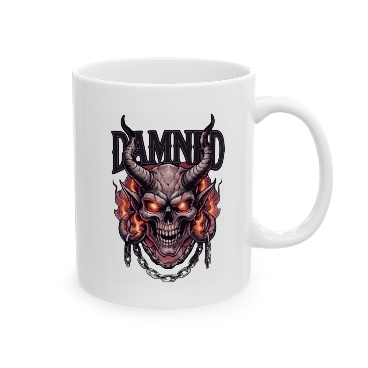 "Damned" White Ceramic Mug