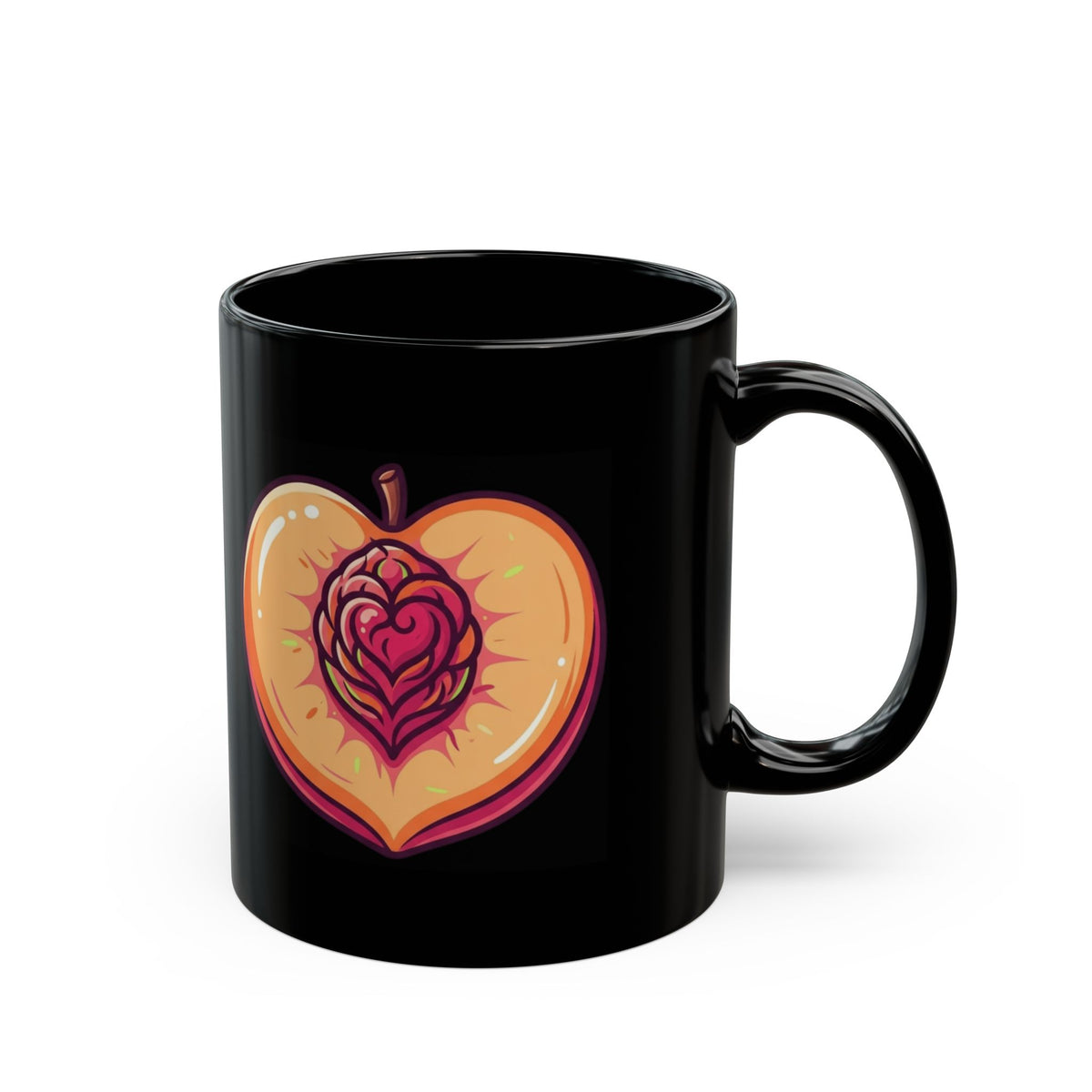 "Warm Sweet Juicy" Black Ceramic Mug — Graphic