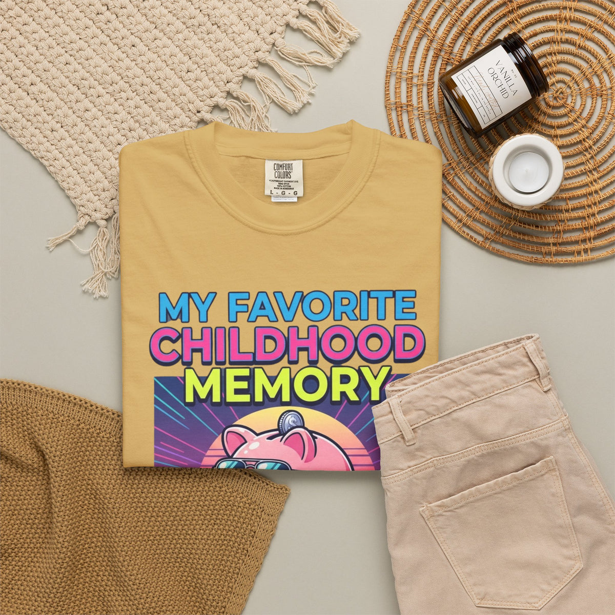 "Favortie Childhood Memories - Not Paying Bills" Unisex Garment-Dyed Tee