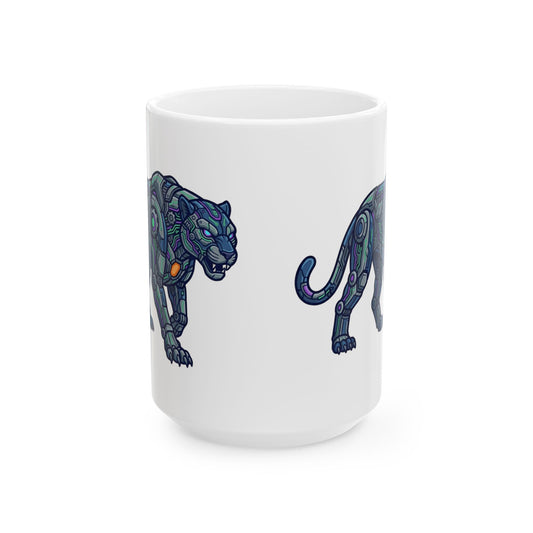 "Cyber Panther" White Ceramic Mug