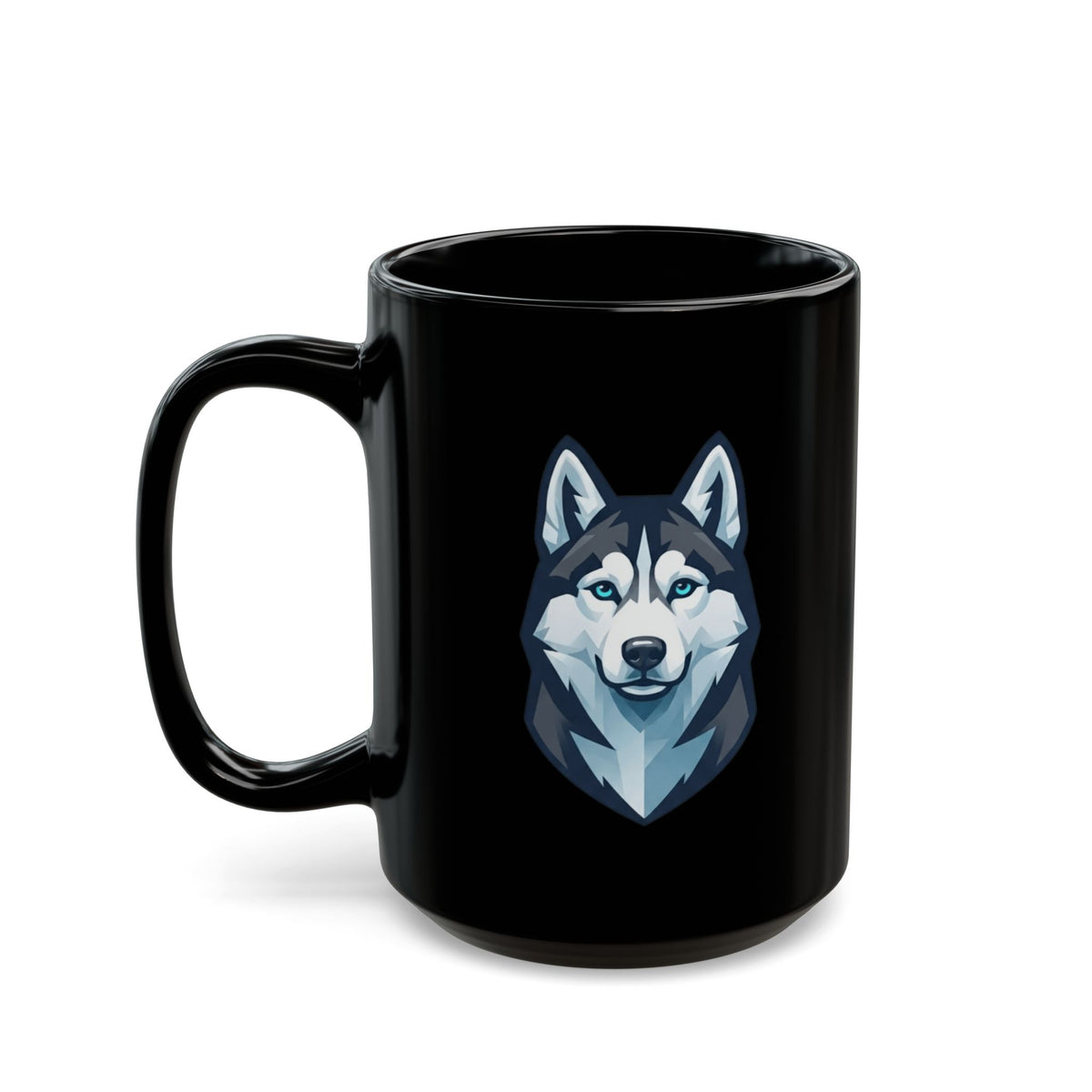 "Siberian Husky Loyal & Free" Black Ceramic Mug — Graphic