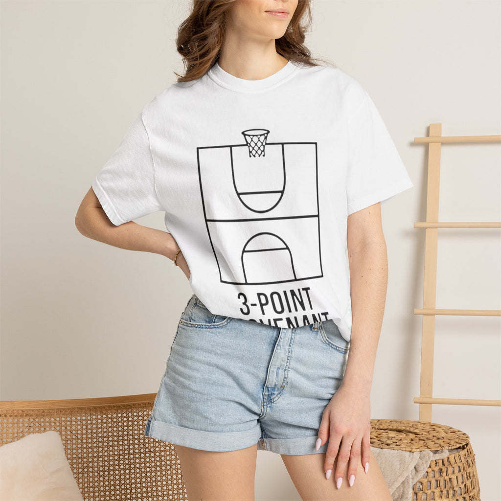 “3‑Point Covenant: Faith, Family, Free Throws" Unisex Garment-Dyed T-shirt