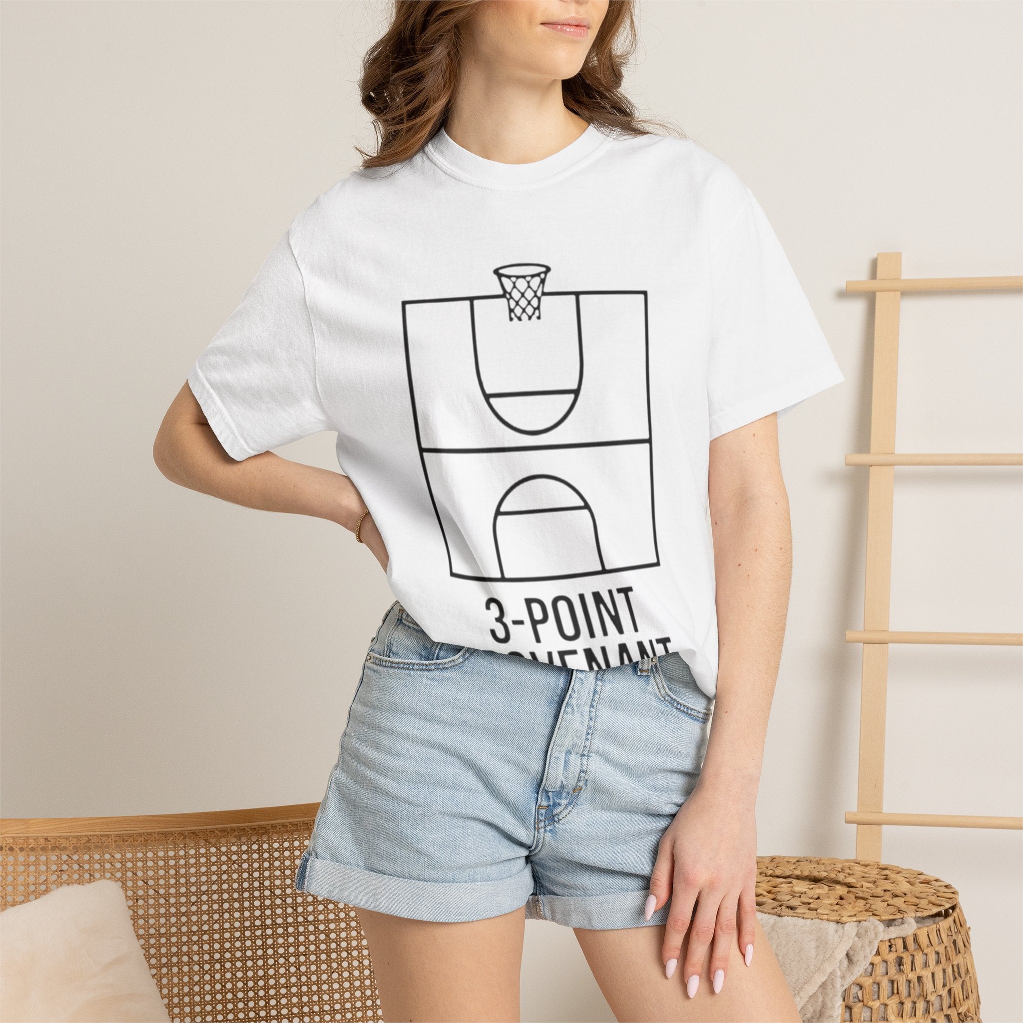 “3‑Point Covenant: Faith, Family, Free Throws" Unisex Garment-Dyed T-shirt