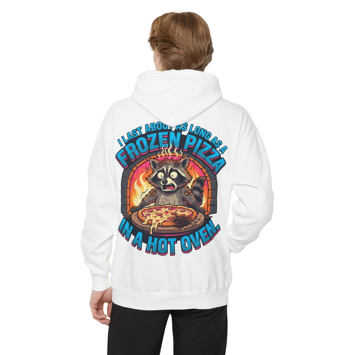 Color: White | Frozen Pizza in a Hot Oven Garment-Dyed Hoodie