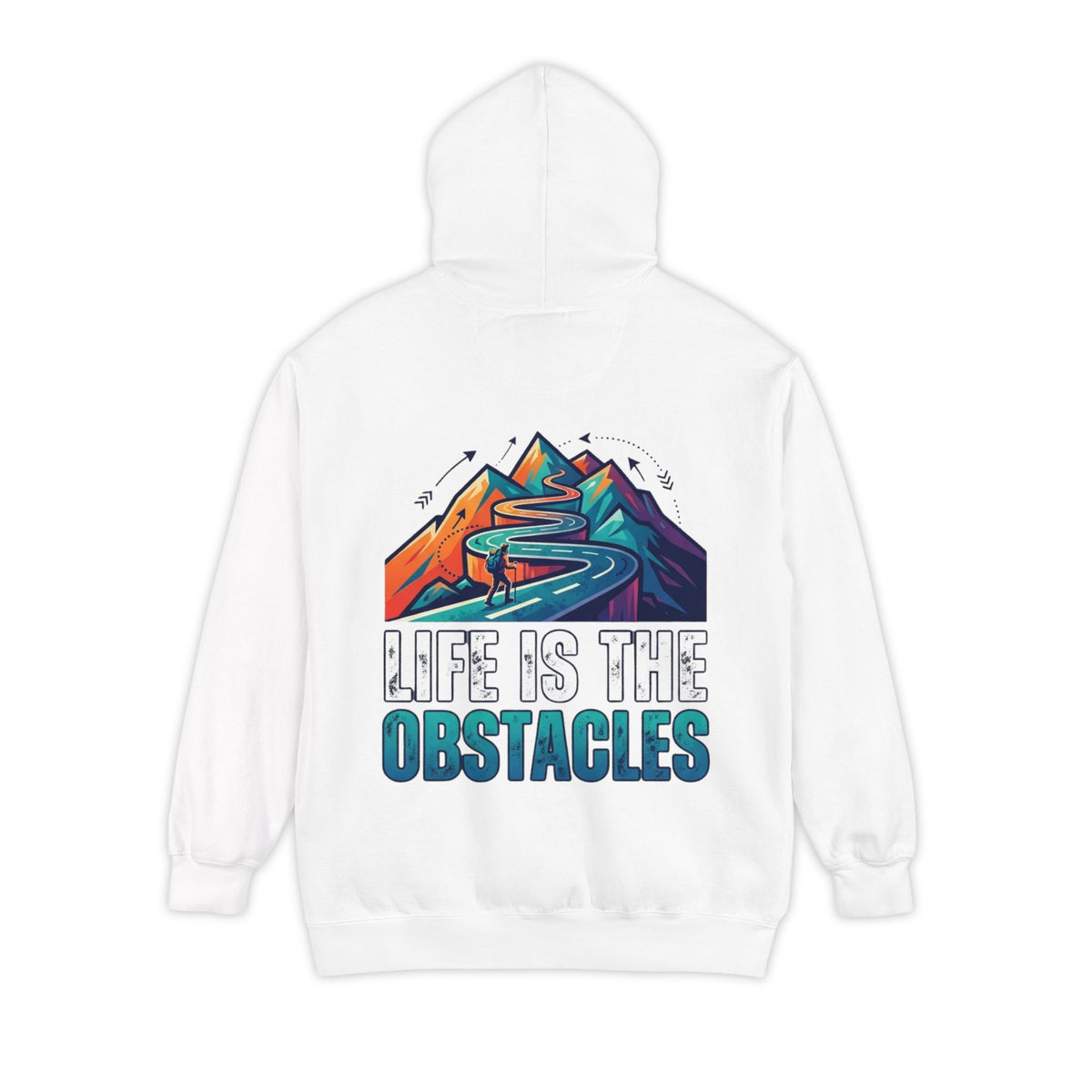 Color: White | Life Is The Obstacles Garment-Dyed Hoodie
