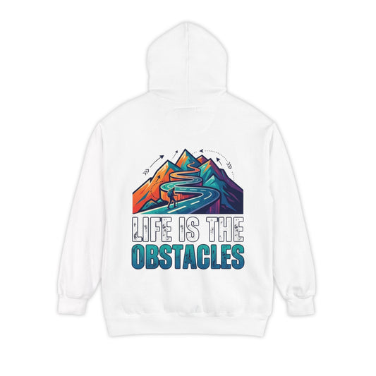Color: White | Life Is The Obstacles Garment-Dyed Hoodie