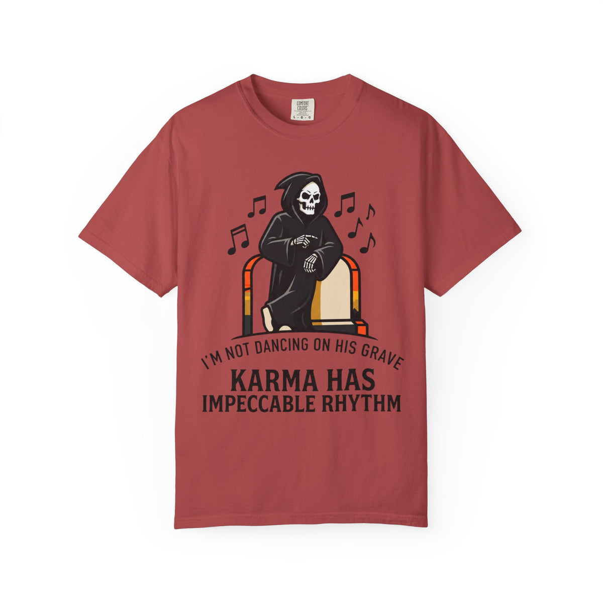 Color: Crimson | Dancing On Grave Unisex Garment-Dyed Tee