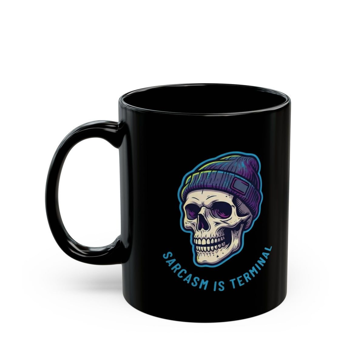 "Cancer Sucks But My Sarcasm Is Terminal" Black Ceramic Mug — Graphic