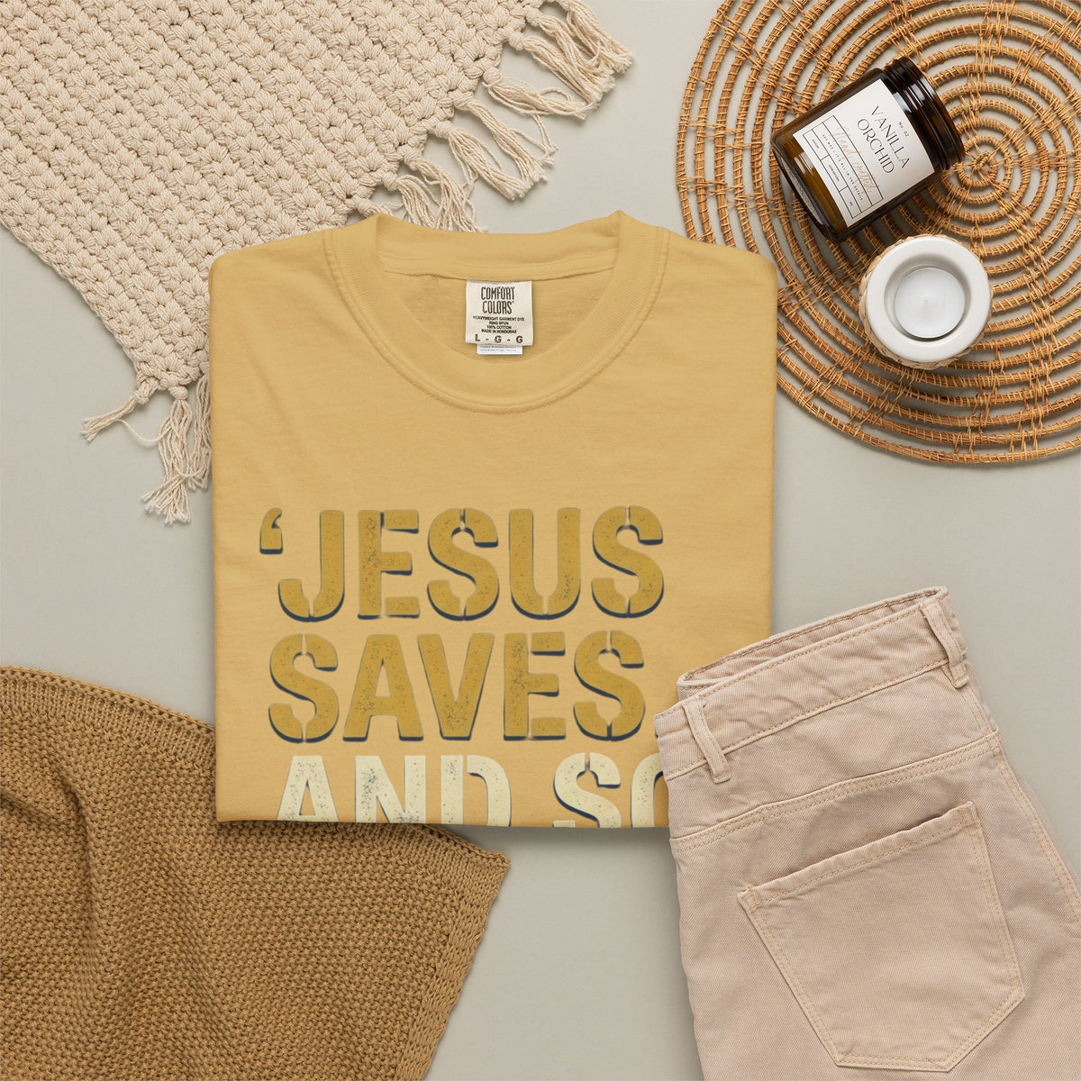 "Good Book Series Jesus Saves and So Should You" Unisex Garment-Dyed Tee