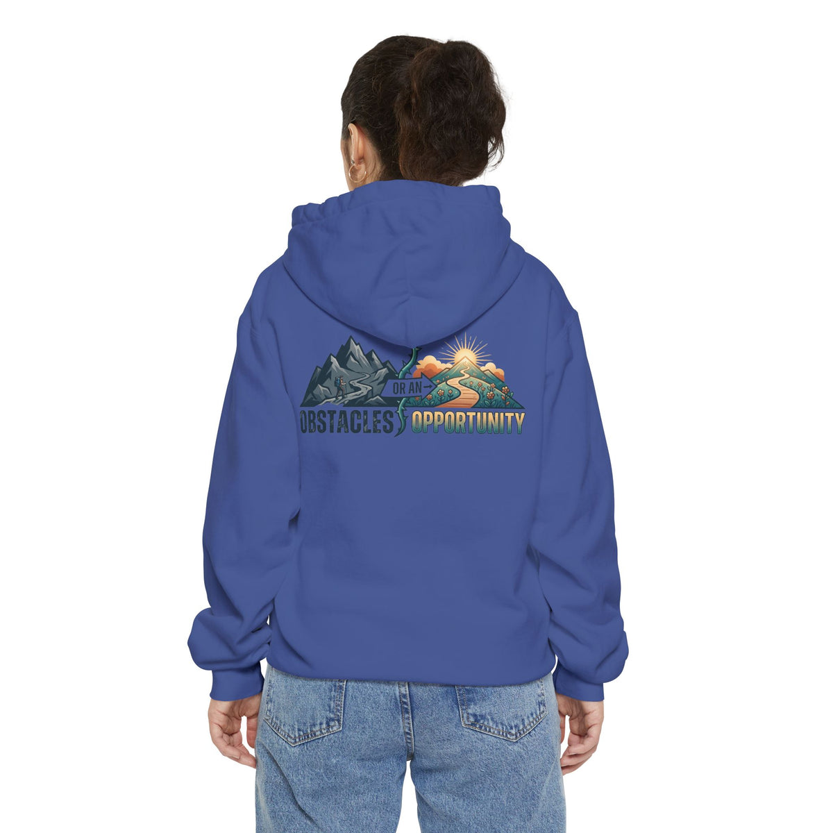 Color: Flo Blue | Obstacle Or An Opportunity Garment-Dyed Hoodie