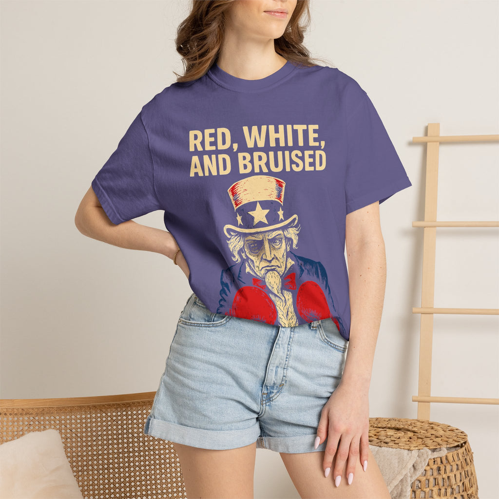 "RED, WHITE, AND BRUISED" Unisex Garment-Dyed T-shirt