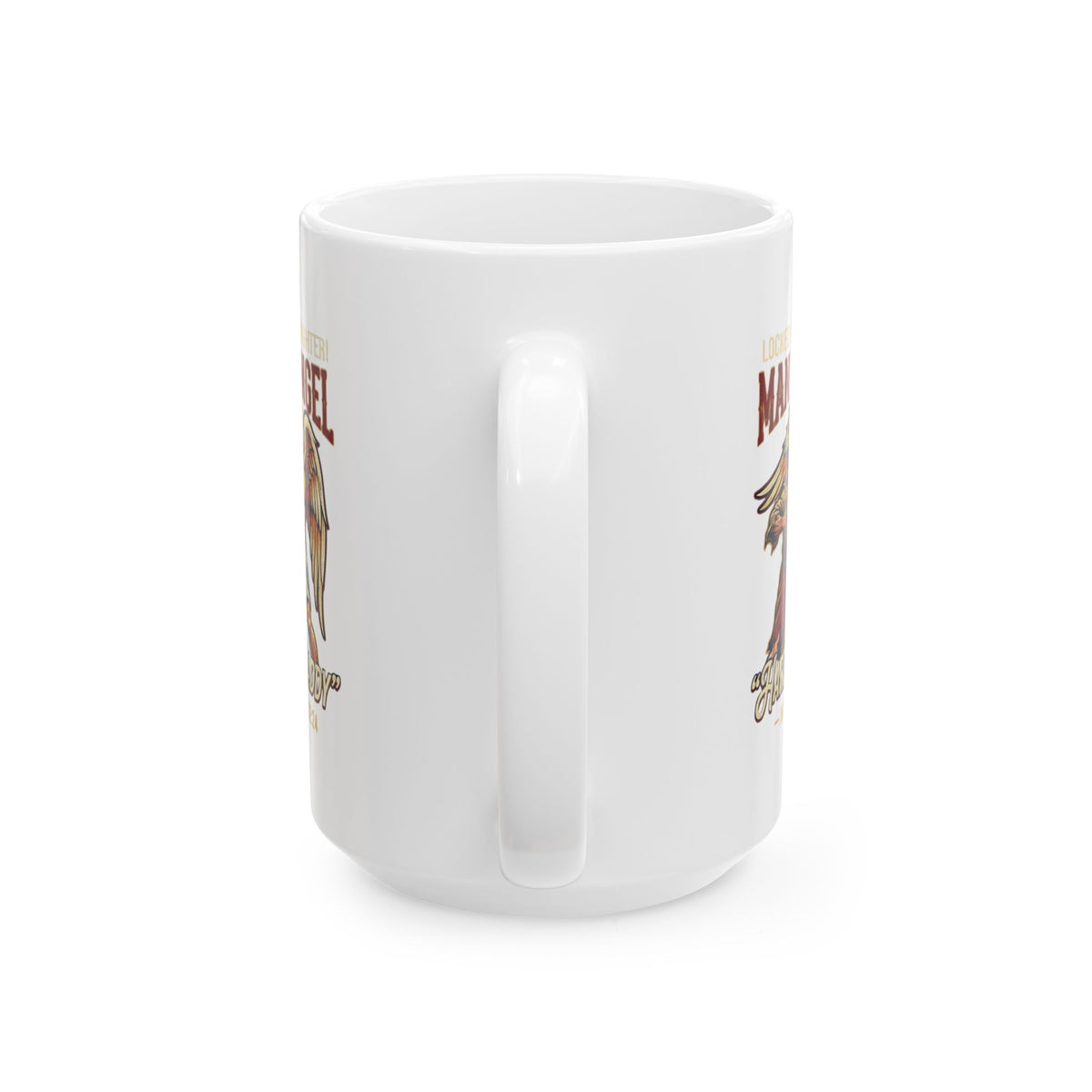"Good Book Series Man vs Angel" White Ceramic Mug