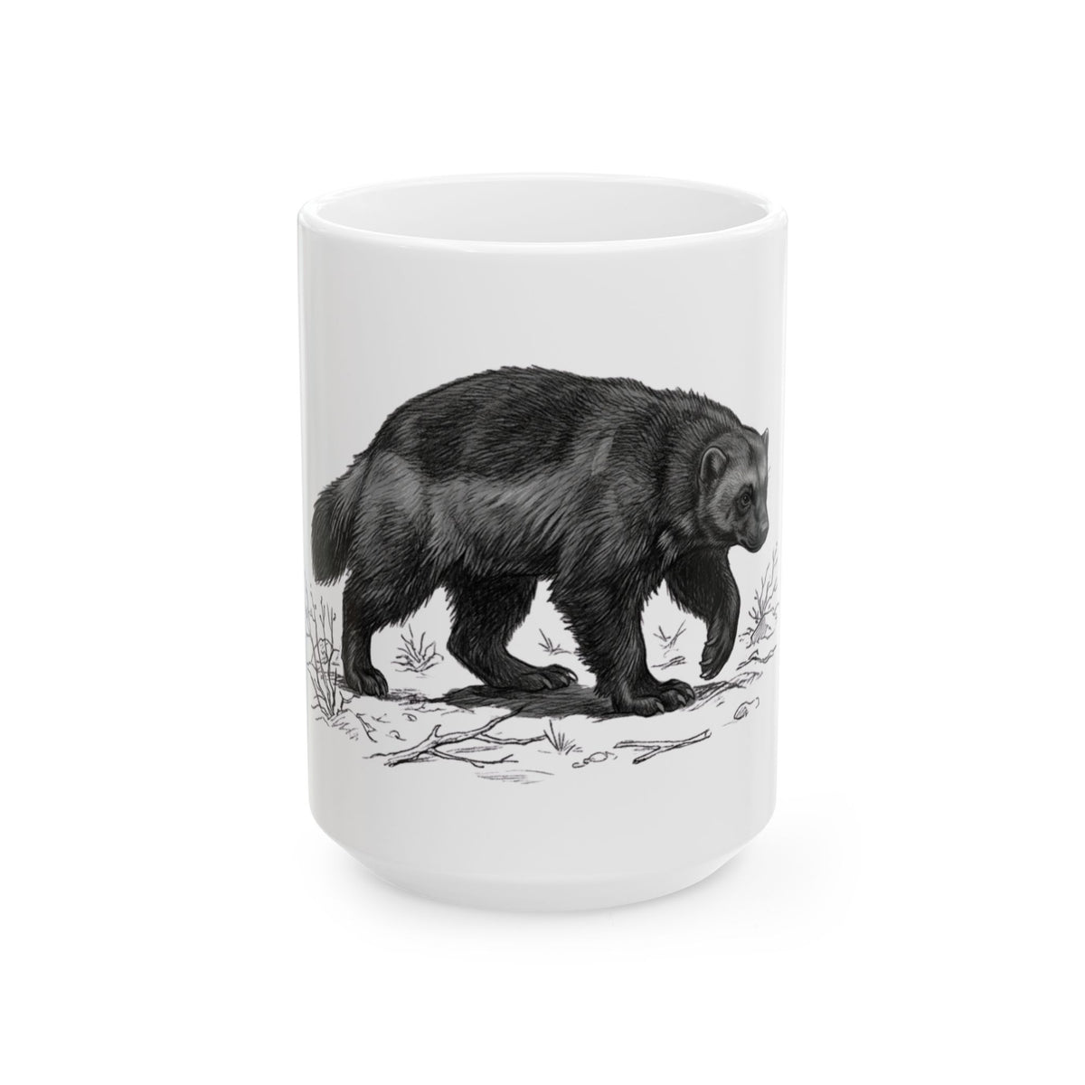 "Pencil Sketch Art Wolverine" White Ceramic Mug