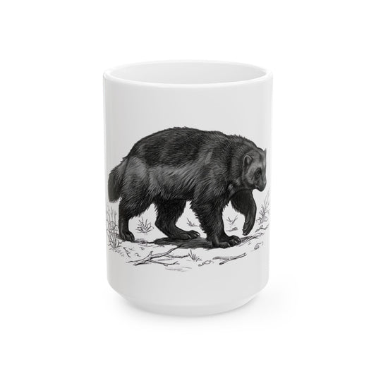 "Pencil Sketch Art Wolverine" White Ceramic Mug