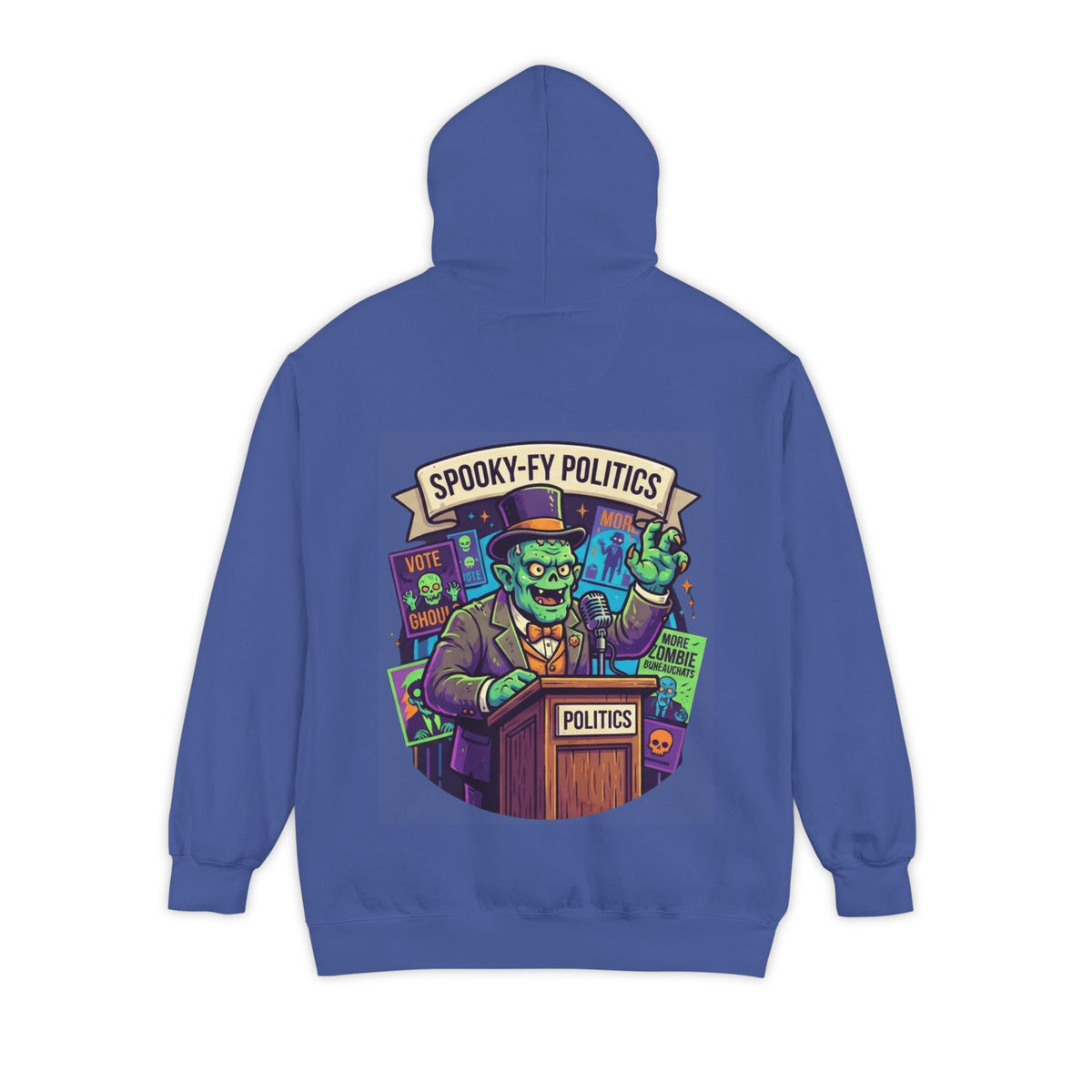 Color: Flo Blue | Spooky-Fy Politics Garment-Dyed Hoodie