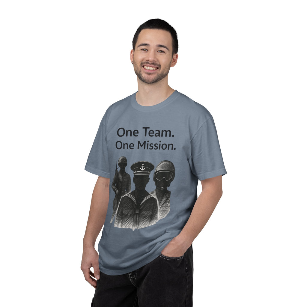 "One Team One Mission" Unisex Garment-Dyed T-shirt