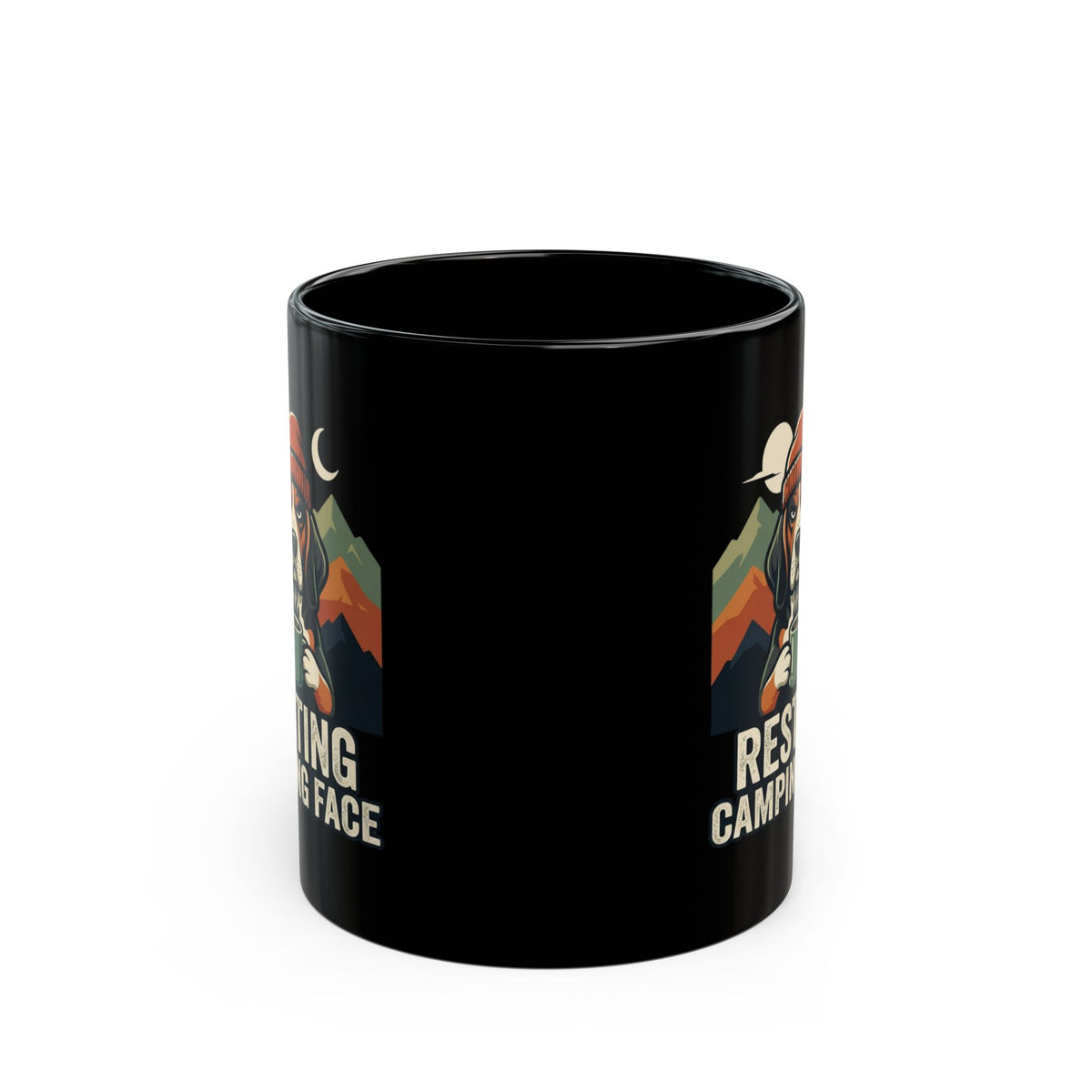 "Resting Camping Face" Black Ceramic Mug