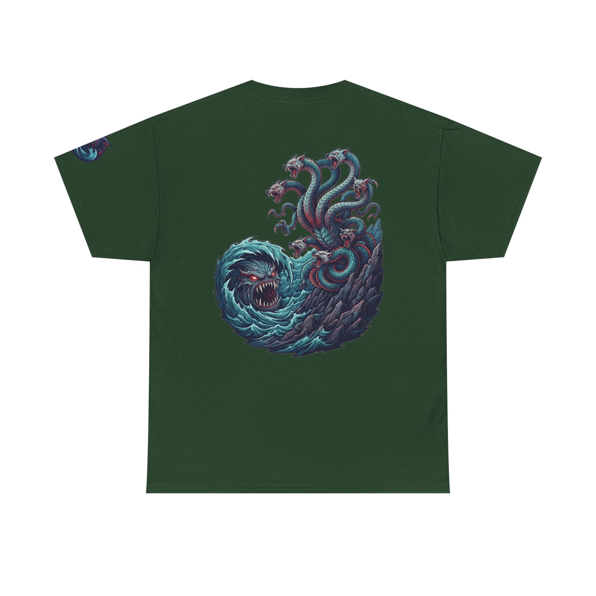 Color: Forest Green | Charybdis and Scylla (Greek Mythology) Premium Graphic Tee