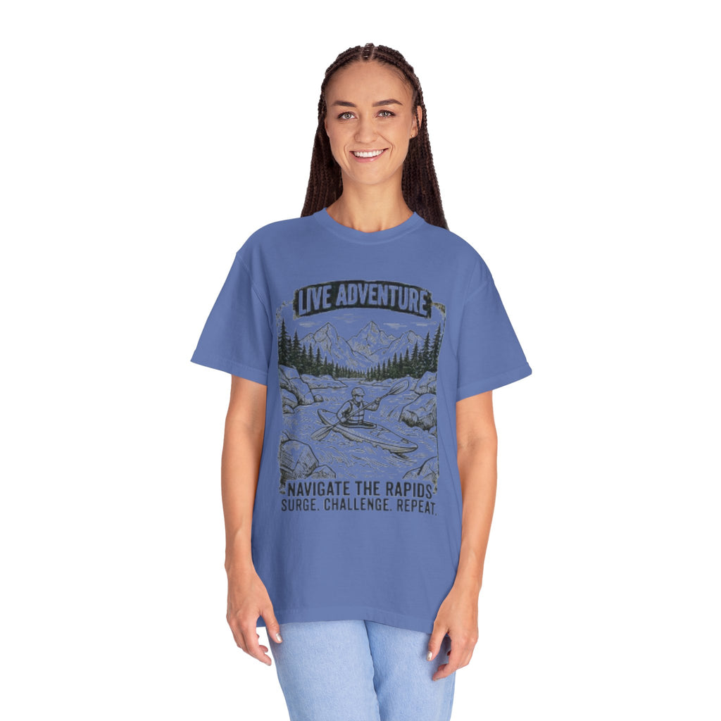 "Live Adventure - Kayak" Unisex Garment-Dyed Tee