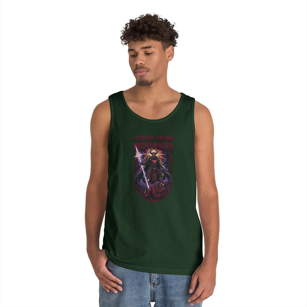 Color: Forest Green | I Cause Satan Nightmares Tank Top