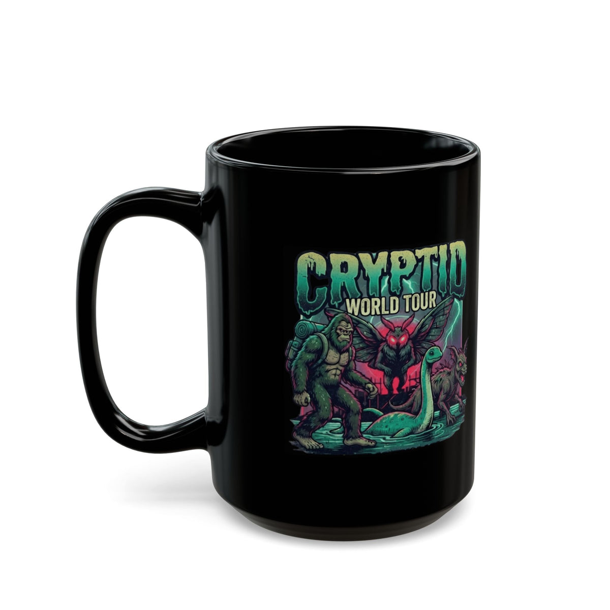 "Puzizia (Global-Cryptid Mashup) Cryptid World Tour" Black Ceramic Mug