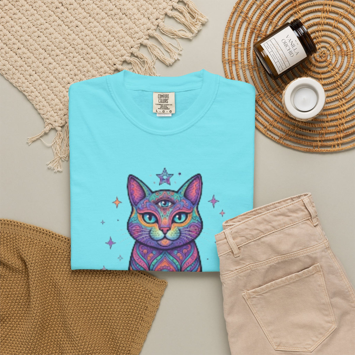 "Hippy Cat" Unisex Garment-Dyed Tee