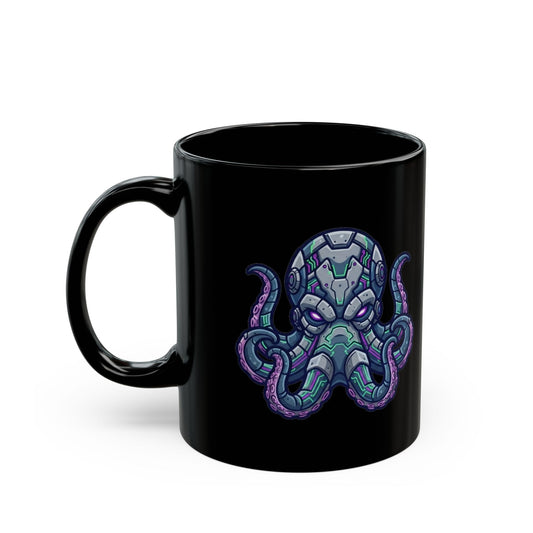 "Cyber Octopus" Black Ceramic Mug — Graphic